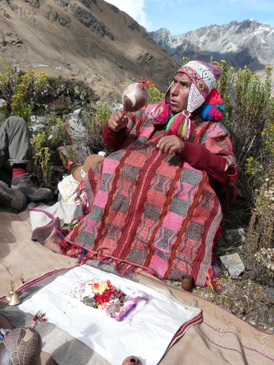 Don Augustine making a Despacho in the Sacred Valley