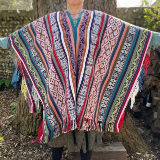 Front view of a Ceremonial poncho from Peru